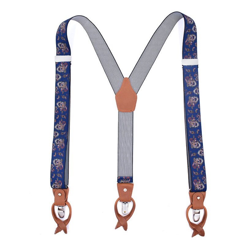 Suspenders Manufacturer - Latest 3.5cm Width Elastic 6 Button Brown Leather Adjustable