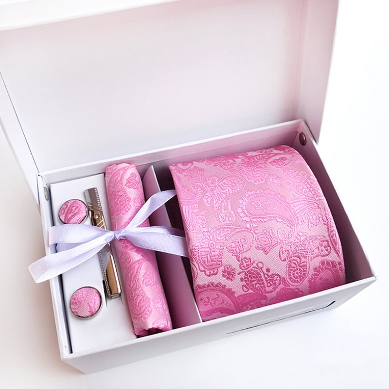 Neckties and Pocket Square Set - Paisley Custom Cufflink Gift Box