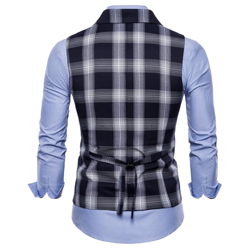 Suit Vest Manufacturer - Formal Lattice Double Breasted Red Cotton Gilet