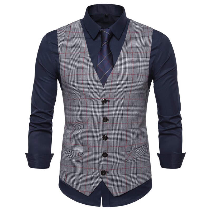 Men Vest Manufacturer - Striped Single Breasted Cotton Black Gilet Formal