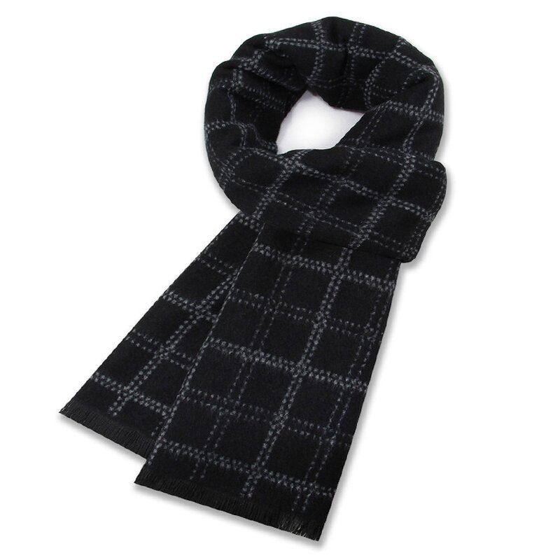 Winter Scarf Manufacturer - New Fashion Gray Striped Wool Acrylic Blend