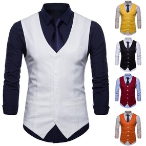 Suit Vest Manufacturer - Single Breasted Formal Solid Casual Flax Chalecos