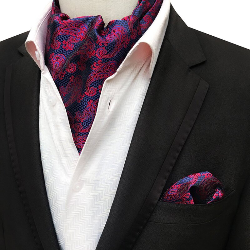 Cravat Manufacturer - Classic Paisley Polyester Ascot Hanky Set