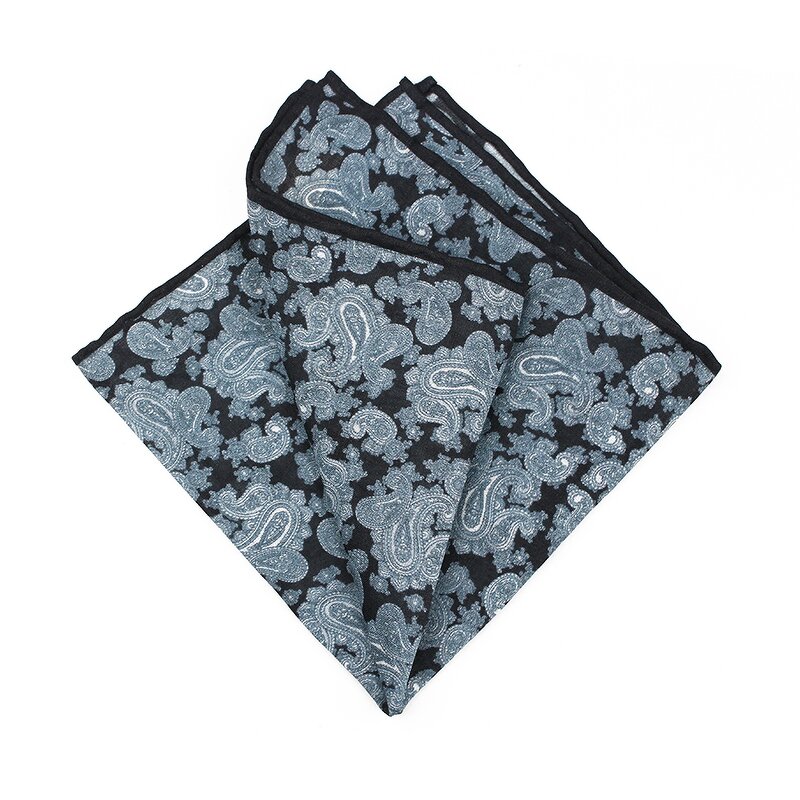 Pocket Square Manufacturer - JASEN Linen Paisley Print Hand Rolled Edge