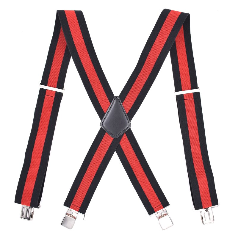 Suspenders Manufacturer - Wholesale 5cm Width Solid Adjustable 4 Clip X-Back Heavy Duty