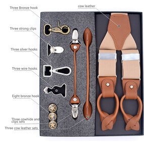 Suspenders Manufacturer - Latest Business Luxury Multi-Function 8 Clips DIY Leather