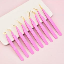 Eyelash Tweezers Factory - High Quality Pink Slanted