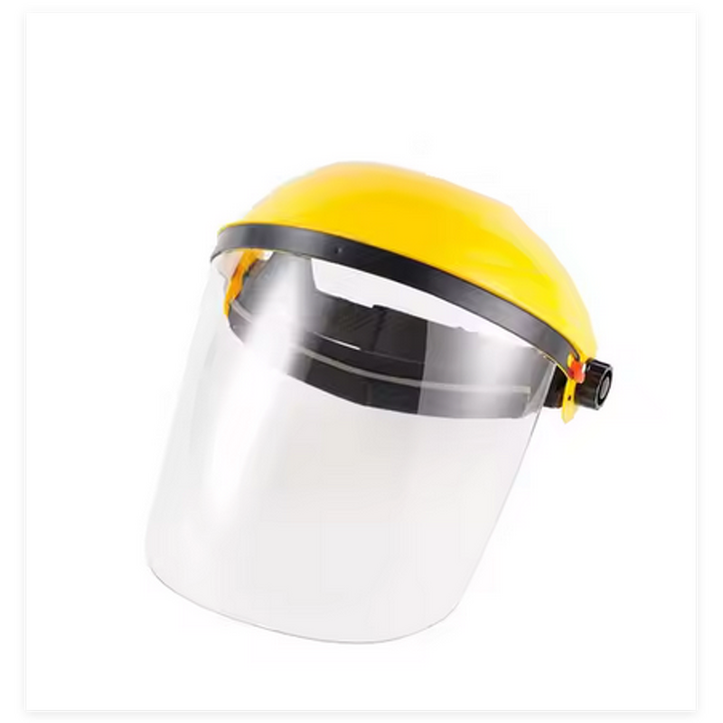 Face Shield Mask Manufacturer - Yellow Safety Full Impact Resistant for Grinding Cutting with Ratchet Headgear