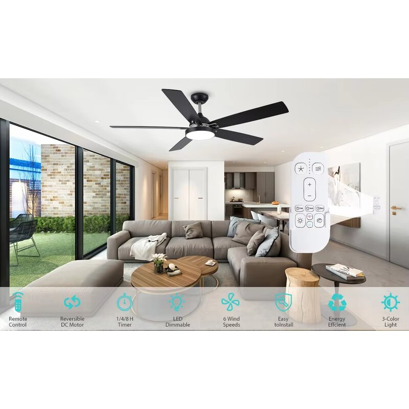 Ceiling Fan Manufacturer - Ghana 60 Inch BLDC with Lamp Remote Control 5 Blades Ceiling Fan Lights