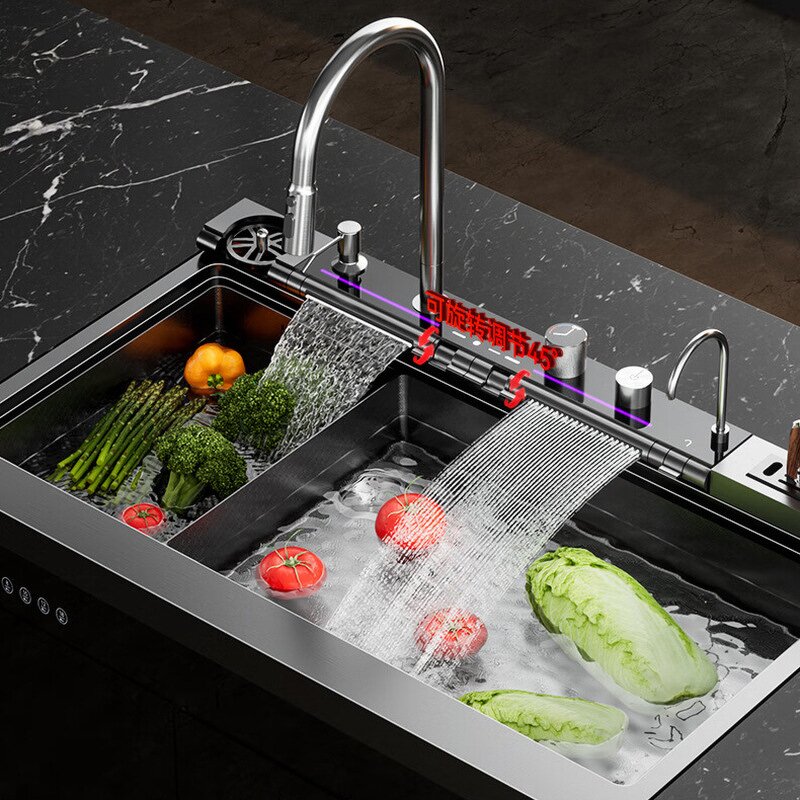 Dish Washing Machine Manufacturer - New Arrival with Sink Luxury Matte Black 1.2m Double Sinks Build in 12Sets Ultraviolet