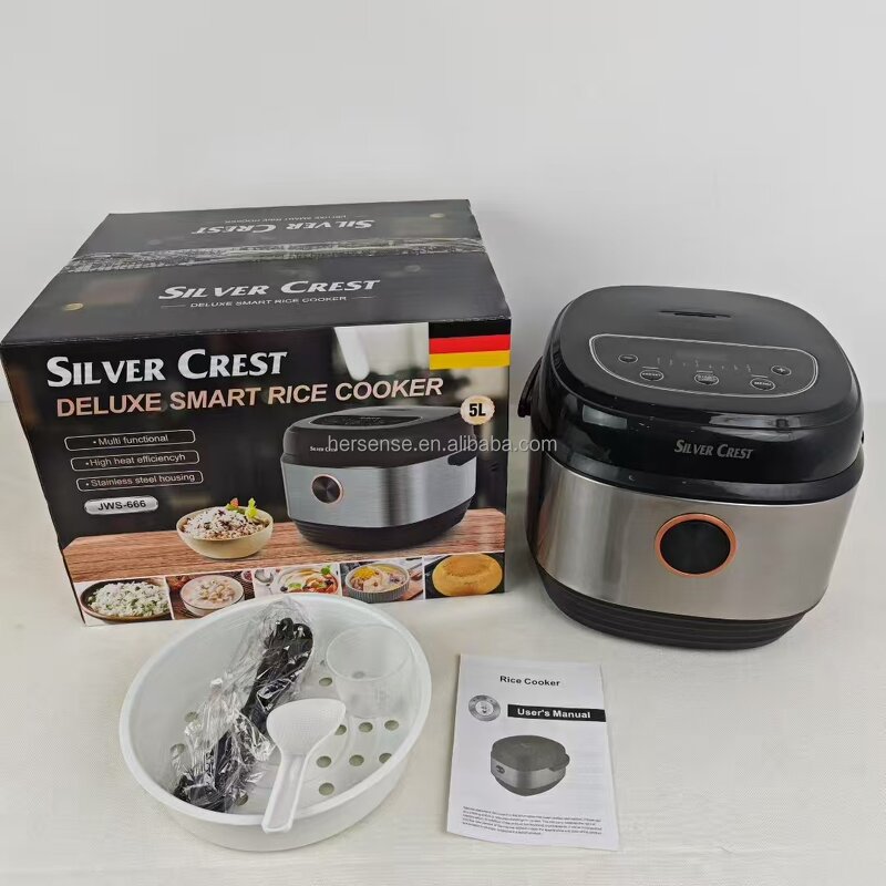Rice Cooker Manufacturer - 5L Stainless Steel Electric Commercial Grade Multifunction Non Stick Pot with Steamer for Africa