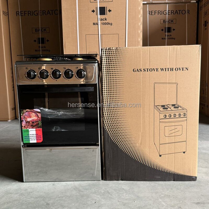 Gas Stove Manufacturer - Household 4 Burners with Oven for Home Free Standing Knob Control Traditional Glass Top Electronic