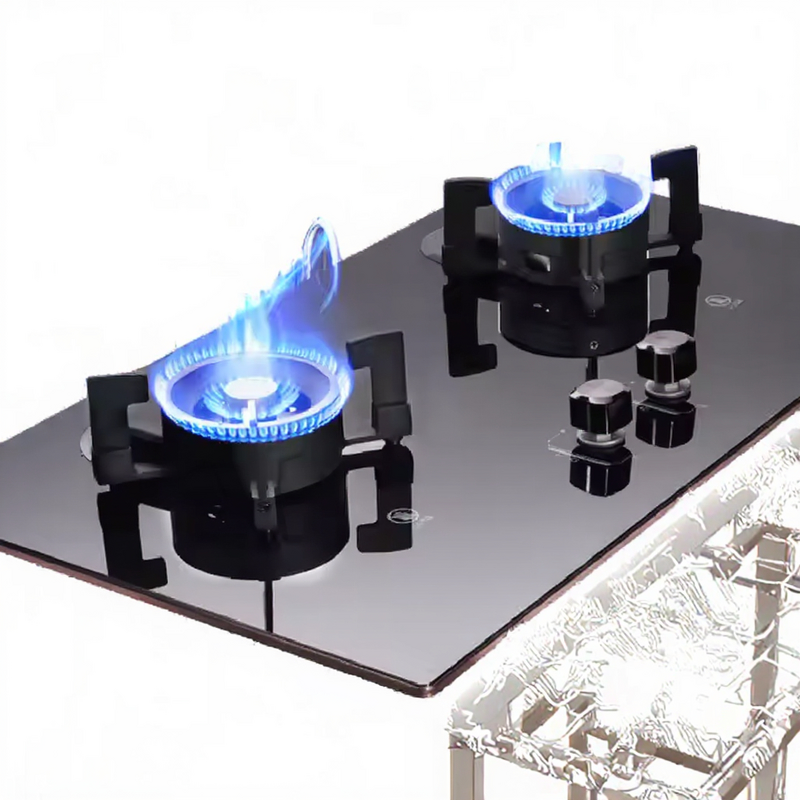 Gas Cooktop Manufacturer - Double Burner Easy Clean Safety Lock Portable LPG Household Hotel Use Glass Surface Highly Efficient