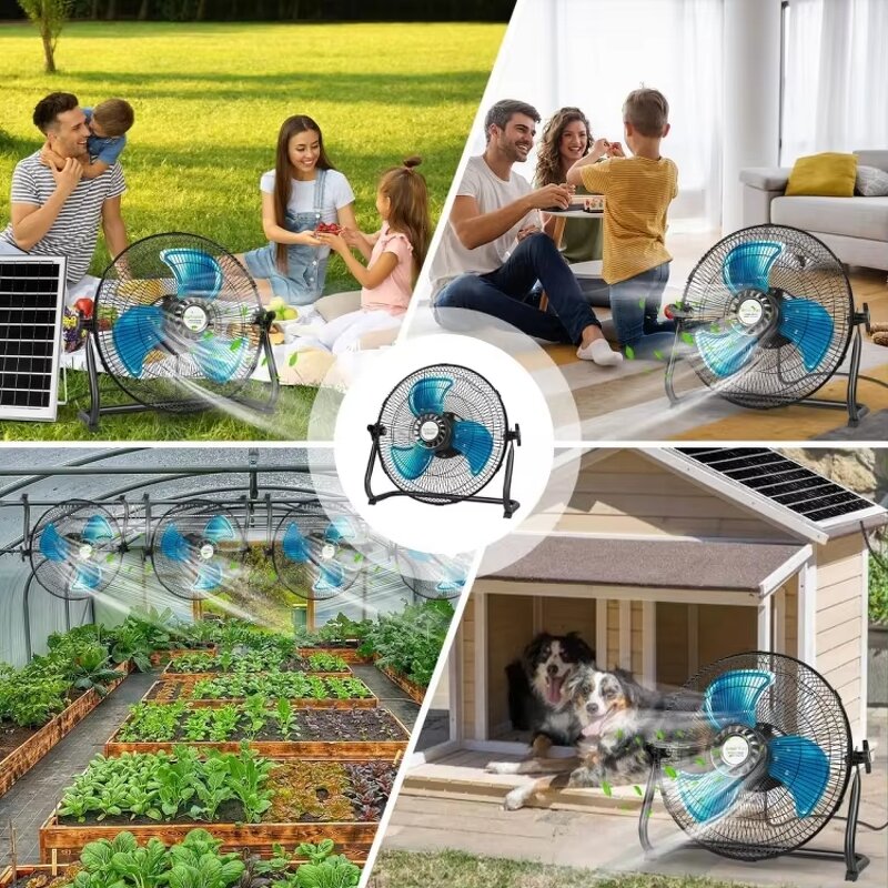 Solar Fan Kit Manufacturer - Wholesale 12inch Portable Desktop Standing with 5000mAh Battery for Power Outages Hot Climates