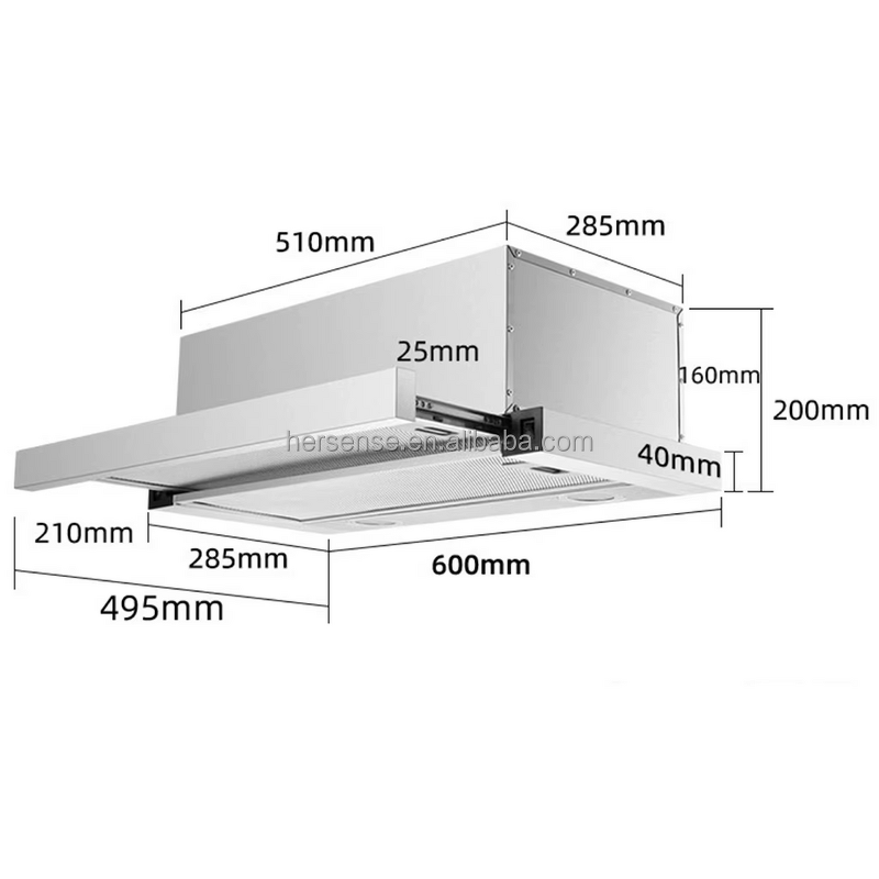 Kitchen Hood Manufacturer - 900CFM High Power Commercial Stainless Steel with Heat Auto-Clean System Slim Concealed