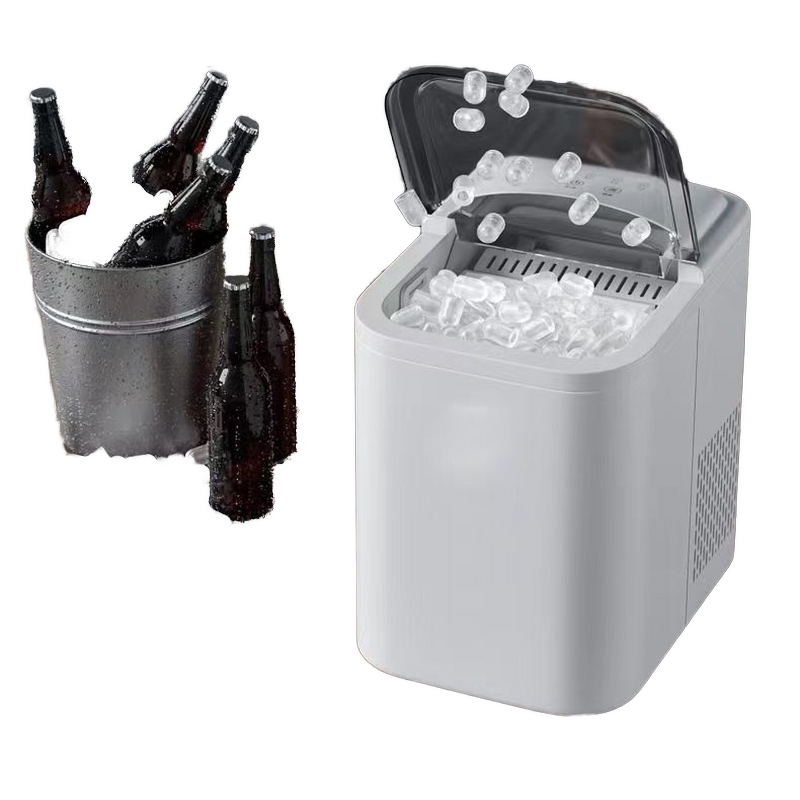 Ice Maker Manufacturer - Portable Electric with Carry Handle Self-Cleaning Ice Scoop Basket for Home Bar Durable Plastic
