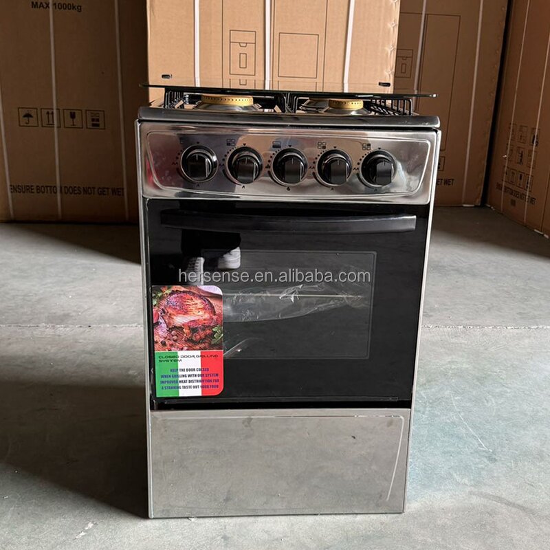 Gas Stove Manufacturer - Household 4 Burners with Oven for Home Free Standing Knob Control Traditional Glass Top Electronic