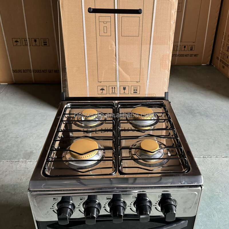 Gas Stove Manufacturer - Household 4 Burners with Oven for Home Free Standing Knob Control Traditional Glass Top Electronic