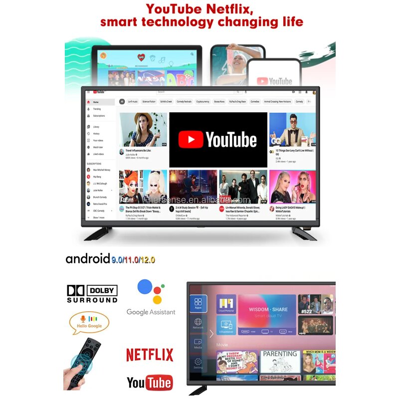 Smart TV Manufacturer - 4K Android Flat Screen OLED QLED 43 50 55 65 75 85 Inch High-Definition Ultra-Thin Edge Bright in Color