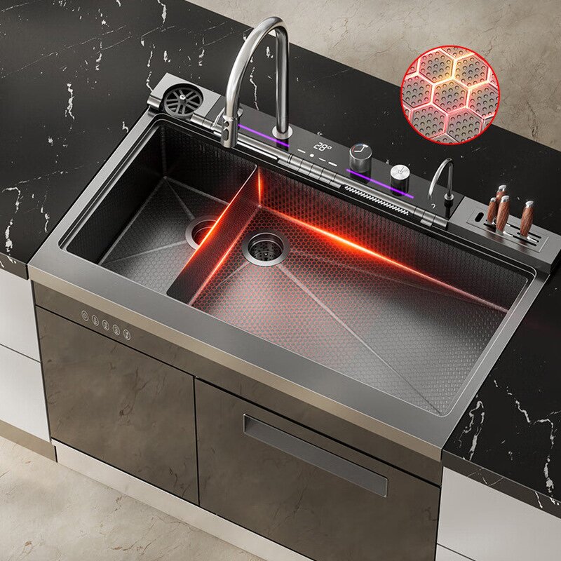 Dish Washing Machine Manufacturer - New Arrival with Sink Luxury Matte Black 1.2m Double Sinks Build in 12Sets Ultraviolet