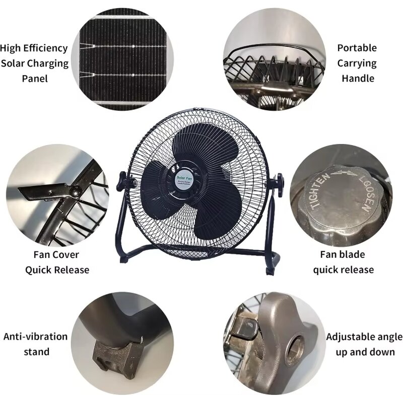 Solar Fan Kit Manufacturer - Wholesale 12inch Portable Desktop Standing with 5000mAh Battery for Power Outages Hot Climates