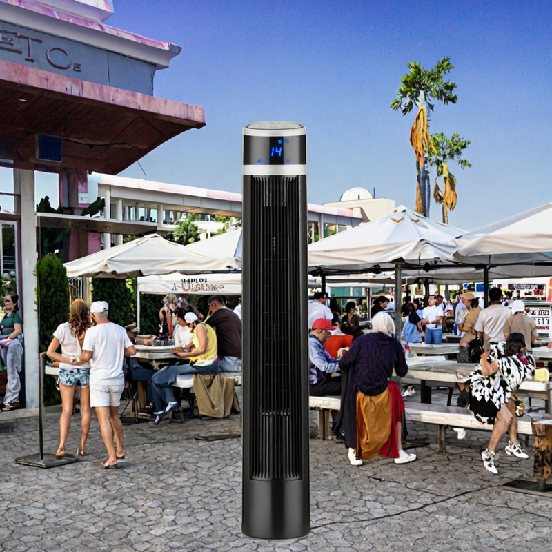 Cooling Fan Manufacturer - Energy-Saving Black Silent Bladeless Standing Tower Fan Electric Vertical Big Wind Air Conditioner