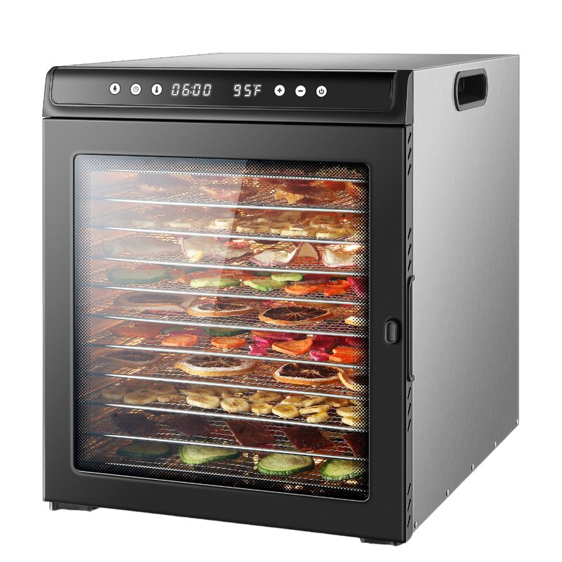 Food Dehydrator Machine Manufacturer - Electric 12 Tray Stainless Steel 12.6ft Large Capacity 1300W Digital Control Commercial