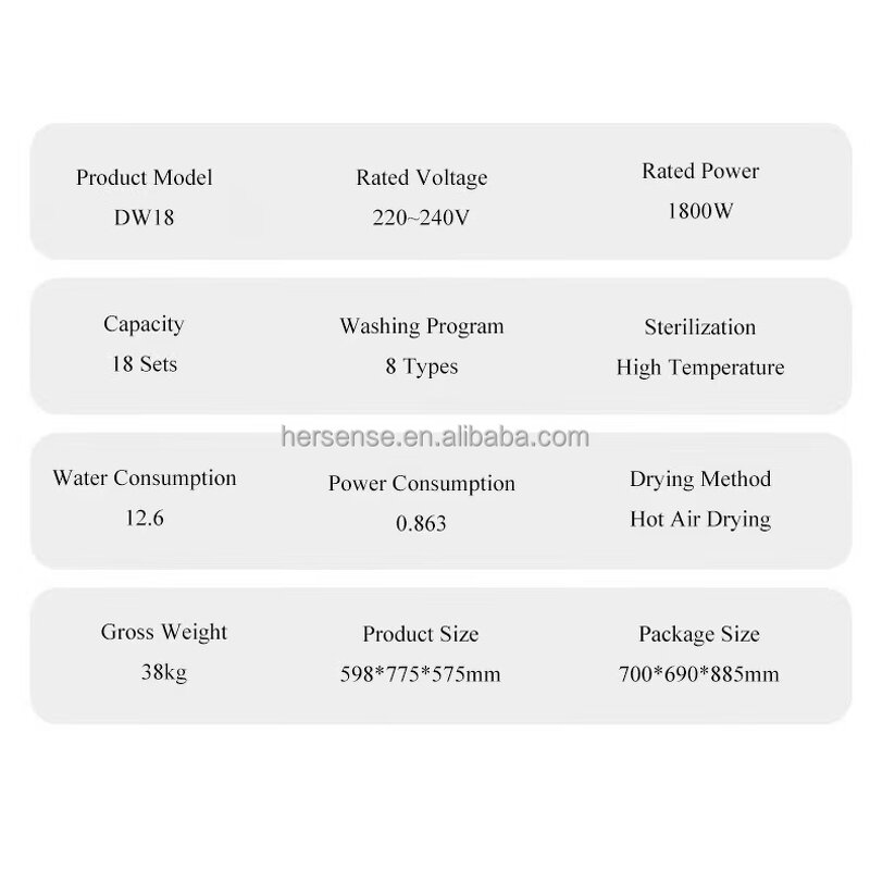 Dishwasher Manufacturer - Black Stainless Steel 18 Sets Load Wash and Dry for Home Dish Washer