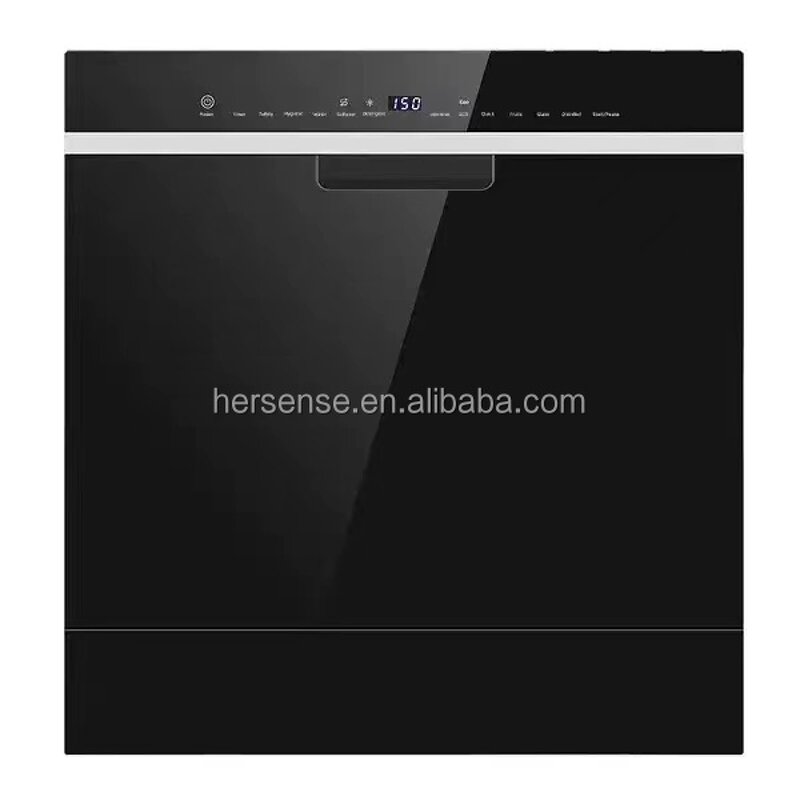 Dish Washing Machine Manufacturer - Freestand 220V Auto Build-in Smart 12sets Black Glass Washer and Dryer Unit for Home