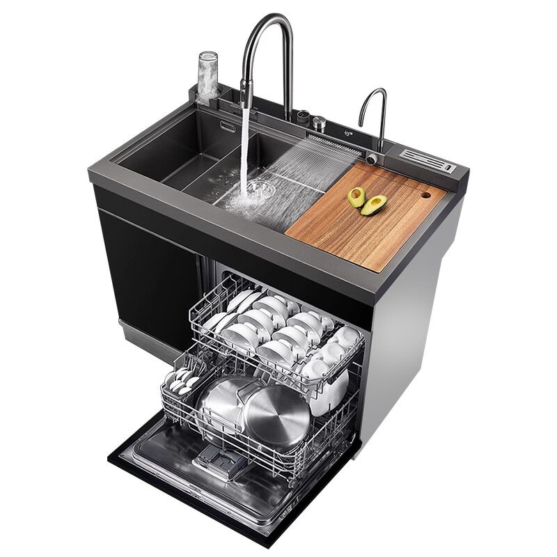Dish Washing Machine Manufacturer - New Arrival with Sink Luxury Matte Black 1.2m Double Sinks Build in 12Sets Ultraviolet
