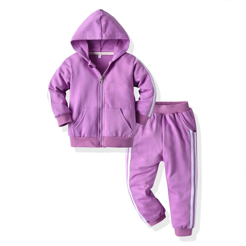 Children's Clothing Suit Manufacturer - 2025 Spring New American Foreign Trade Zipper Jacket Sports Hooded Two-piece