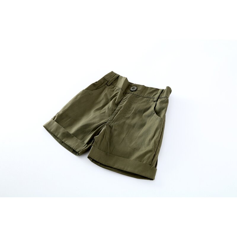 Children's Shirt Set Manufacturer - European American Boys Cartoon Printing Shirt Ink Green Shorts Bow Tie Three-piece