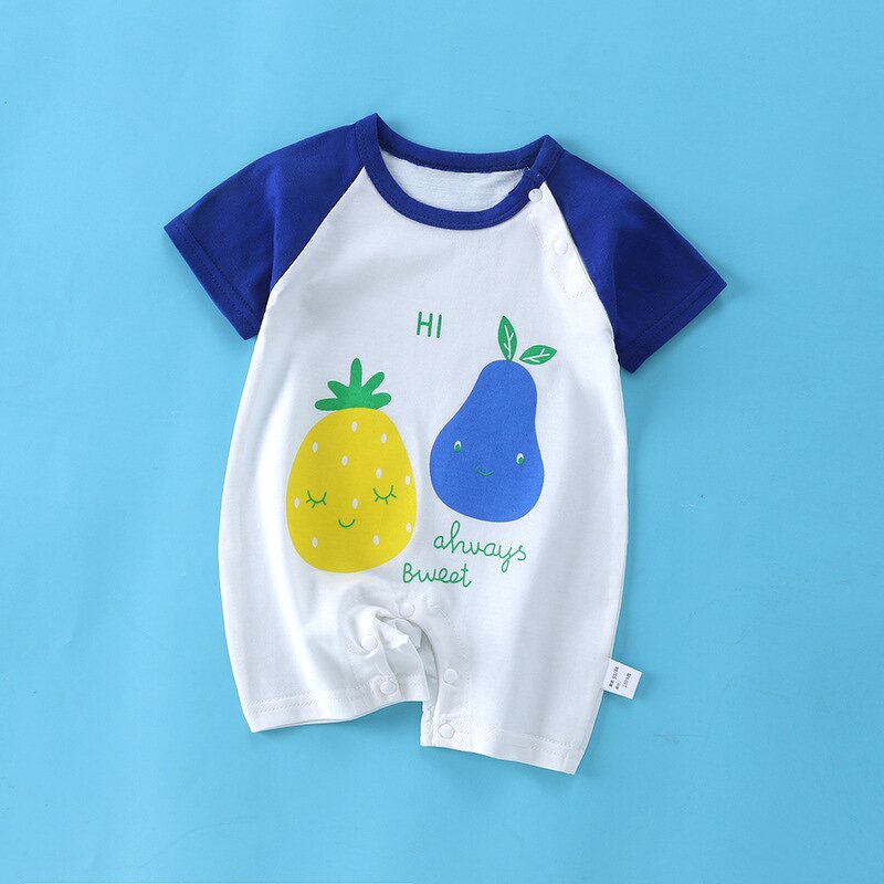 Baby Short-sleeved Jacket Manufacturer - Summer Newborn Thin Breathable Climbing Men Women Babies Combed Cotton Printed