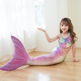 Children's Mermaid Swimsuit Manufacturer - 2025 Summer New Three-piece Fish Tail Princess Dress