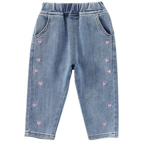 Girls Embroidered Jeans Manufacturer - Spring Autumn 2023 Small Children Foreign Korean Trousers