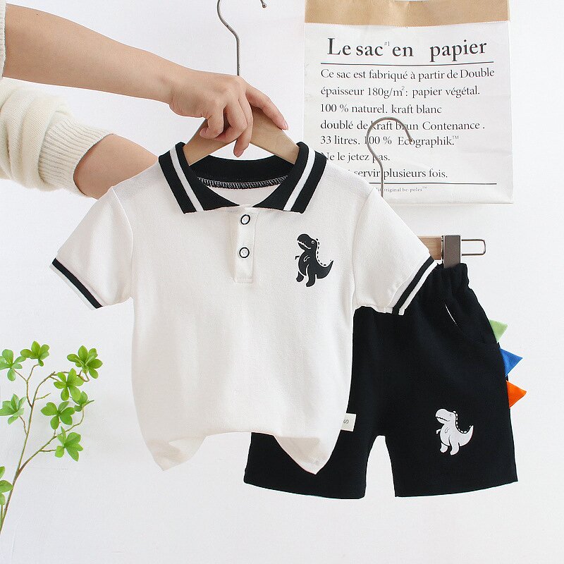 Baby Boy Summer Suit Manufacturer - Polo Sweat Suits Small Boy Short-sleeved POLO Shirt 2-piece Wholesale
