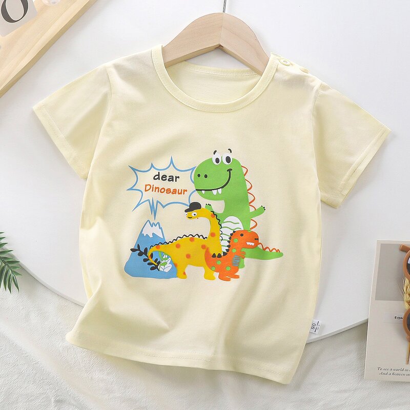 Children's T-shirt Manufacturer - Short-sleeved Pure Cotton Summer 2025 Boy Baby Cartoon Girl Top