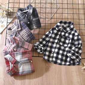 Boys Shirt Jacket Manufacturer - 2025 Spring Autumn New Long Sleeve Plaid Color Matching Cardigan New Lapel Top & OEM