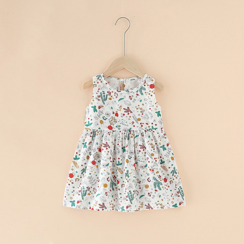 Girls Dress Manufacturer - All Cotton A-line Spring Summer Small Nursing Sleeveless Children Cartoon