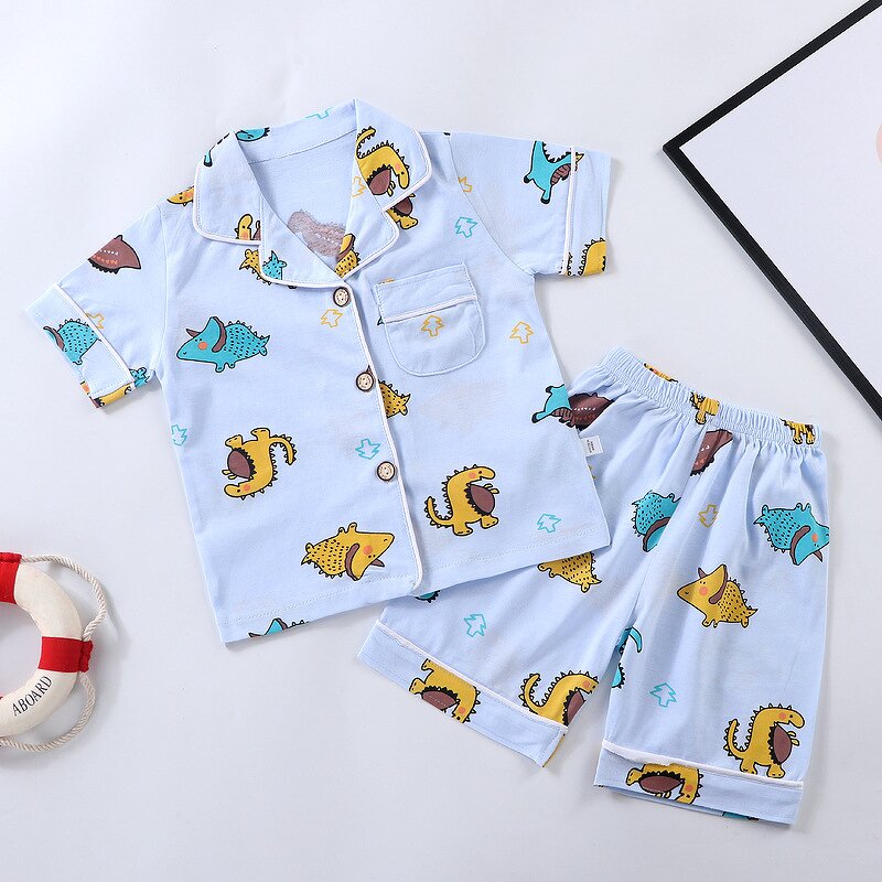 Children's Cotton Suit Manufacturer - 2022 New Casual Short-Sleeved Thin Pajamas with Animal Pattern