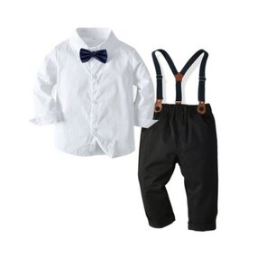 Baby Suit Manufacturer - Boy Gentleman Bow Tie White Shirt Bib Suit Evening Dress Four-piece 2025 Spring Autumn New