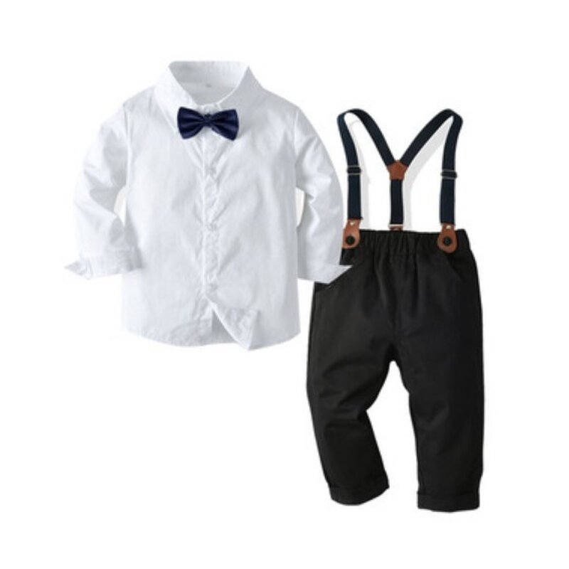 Baby Suit Manufacturer - Boy Gentleman Bow Tie White Shirt Bib Suit Evening Dress Four-piece 2025 Spring Autumn New