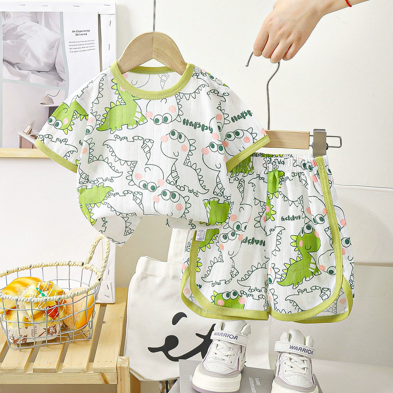 Children's Short-sleeved Shorts Suit Manufacturer - 0-6 Years Summer Pure Cotton New Boys Girls Clothes Thin & OEM