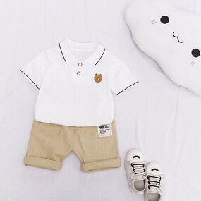 Baby Boy Summer Suit Manufacturer - 2025 New Style Small Boy Short-sleeved POLO Shirt Two-piece Wholesale