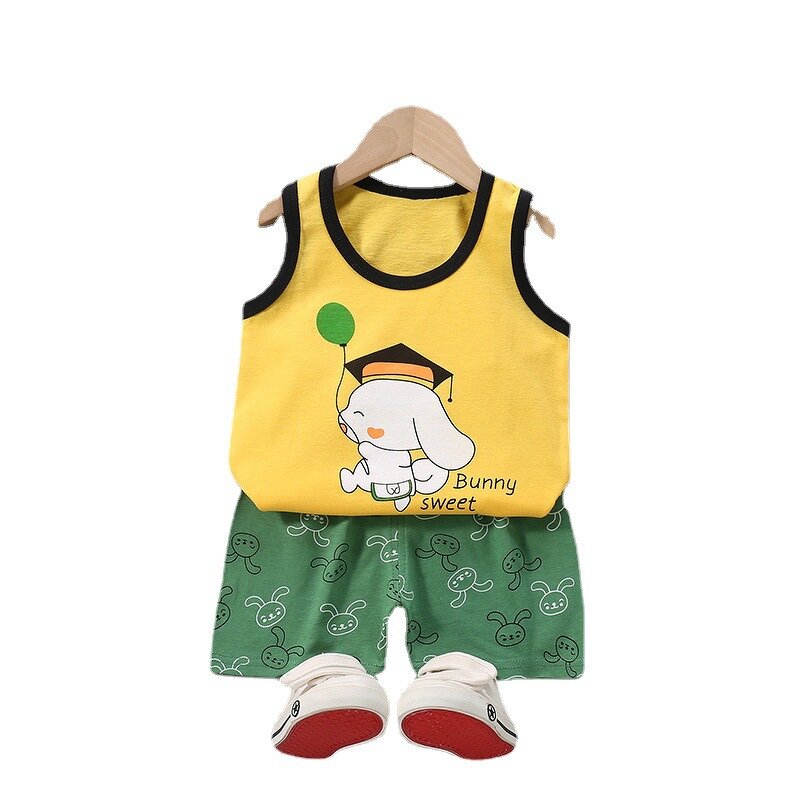 Children's Vest Set Manufacturer - Boys Cotton Sleeveless Summer New Girl Suspender Shorts Whole Cotton