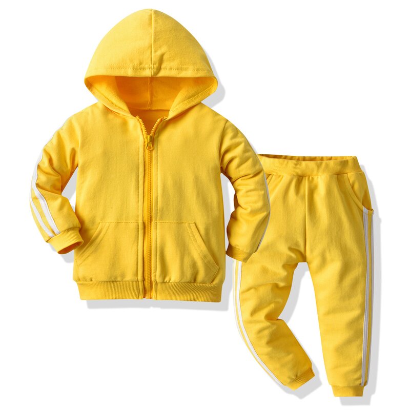 Children's Clothing Suit Manufacturer - 2025 Spring New American Foreign Trade Zipper Jacket Sports Hooded Two-piece