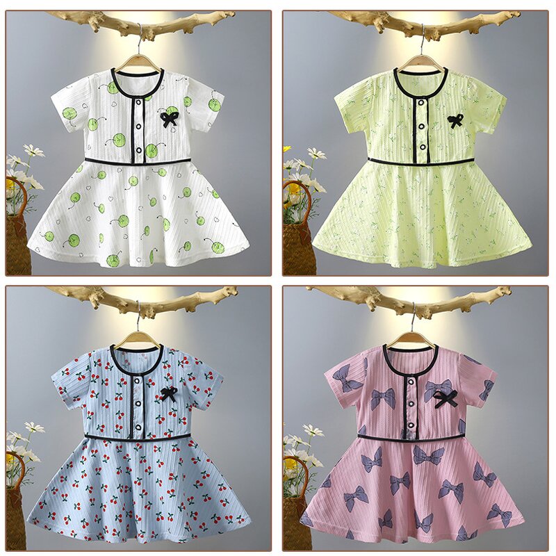 Children's Summer Dress Manufacturer - 2023 New Short-sleeved Skirt Foreign Girl Baby Floral Princess Skirt