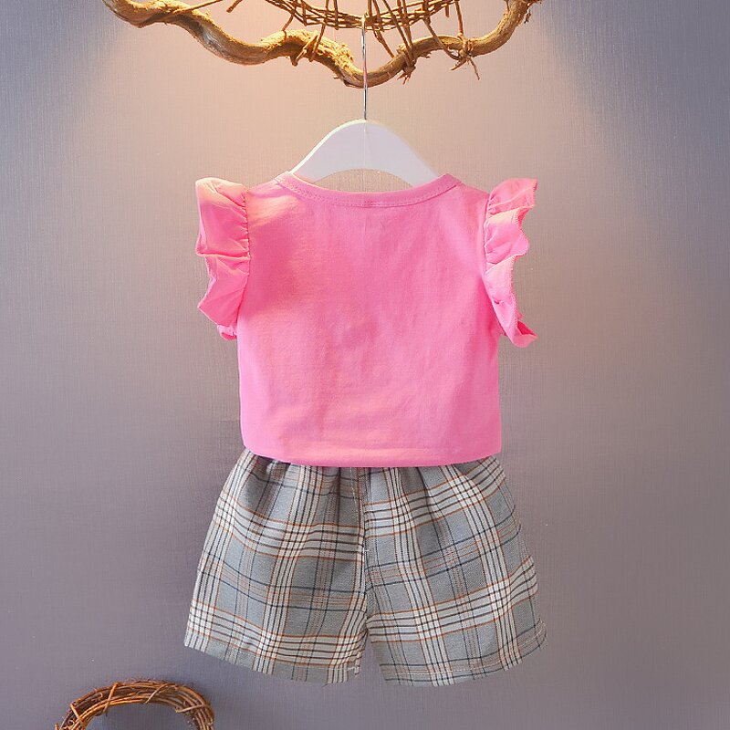 Girls Clothing Set Manufacturer - New Summer Korean Small Medium Girl Pure Cotton Two-piece Set