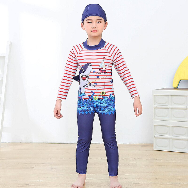 Children's Swimsuit Manufacturer - Dinosaur Cute Long-sleeved Baby Boy Beach Sunscreen Swimming Clothes