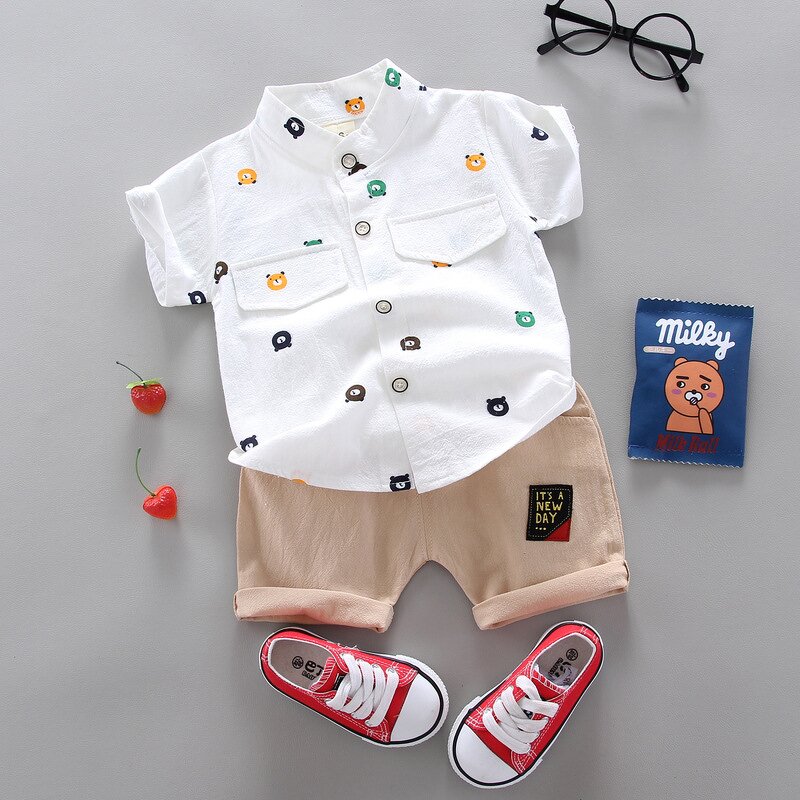 Boys Clothing Set Manufacturer - Cute Summer 0-3 Years Old Foreign Style 2 Two-Piece Short-Sleeved Animal Pattern Shirt